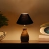 Devansh Black Cotton Table Lamp With  Wood Natural Base (10X12.5 Inches)-26