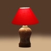 Devansh Conical Red Cotton Shade Lamp With Wood & Mosaic Glass Base For Decoration/Office/Home/Gifting/Study For Decoration/Office/Home/Gifting/Study -(10X10X14.5) Inches -A