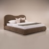 Ripple Fabric Queen  Size Bed With Hydraulic Storage (Coffee Oak Brown Finish, Tuscan Almond Colour)