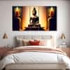The Castle Decor Lord Buddha Meditation Wall Painting Wooden Framed 27x48 Inch (Style 7)
