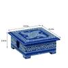 Desert Art MDF Hand Painted Blue Tea Coaster Set with 6 Coasters and Holder