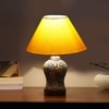 Devansh Conical Yellow Cotton Shade Lamp With Wood & Mosaic Glass Base For Decoration/Office/Home/Gifting/Study For Decoration/Office/Home/Gifting/Study -(10X10X14.5) Inches -A