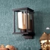 Eliante Kaaf Wood And Iron Wall Light With Glass In Brown Colour