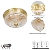 Hinkley 2-Light Flush Mount Ceiling Light In Antique Brass Finish With Amber Rippled Glass