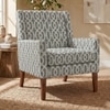 Leston Printed Infinity Grid Fabric Lounge Chair in Green Colour