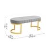 Doe Buck Upholstered Oval Bench in Grey Colour with Gold Loop Legs