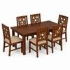 Globally Indian Eshana Solid Sheesham Wood 6 Seater Dining Table Set 6 Chairs Beige