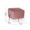Doe Buck Regent Channel Tufted Velvet Ottoman Stool in Pink Colour with Rose Gold Legs