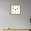 Spaces Unhooked Square Wooden Wall Clock, Natural Wood Frame, White Dial with Classic Numerals and Dot Track