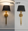 Parker Single Light Wall Fitting In Antique Brass Finish Metal With Black Cotton Shade
