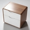 SoftEdge Wood Side Table in Walnut &  Off White Colour