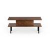 Eatame Engineered Wood Coffee Center Sofa Tea/Teapoy Console Table With Metal Legs For Sofa Set Living Room Home Hall (Brown Maple)