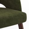 Atlas Solid Wood 6 Seater Compact Dining Table In Danish Walnut Finish with 6 Celia Dining Chair in Deep Olive Velvet Fabric