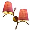 Devansh Metal Electric Wall Light in Gold Colour with Pink Shade Count of 2 Lights