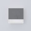 2 Doors Modular Wall Mounted Kitchen Cabinet With Organizer Shelf In Slate Grey Finish