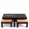 Ikiriya Sheesham Wood Accent Coffee Table Set in Dark Walnut Finish