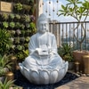 Grey Fiber Glass Lotus Buddha Indoor Water Fountain