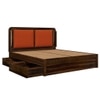 Lotus Solid Wood King  Size Upholstered Bed With Drawer Storage (Provincial Teak Finish)