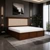Leher Solid Wood Compact King Bed Hydraulic Storage Provincial Teak Finish Mattress 72 x 72 Inches