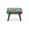 Queens Solid Wood Pouf Stool in Sea Green Fruit Print fabric