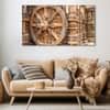 The Castle Decor Wheel Of Konark Wall Painting Wooden Framed 27x48 Inch