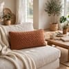 Criss Cross Medium Brown Cotton Knitted Decorative Cushion Cover 12 x 20 Inches
