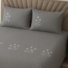 Plain Graphite Grey 350 TC Embroidery StiTChed Cotton Satin Flat Super King Bed Size Bedsheet With 2 Pilllow Covers  Threads