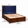 Vedanch Solid Wood Queen Size Upholstered Bed With Box Storage (Provincial Teak Finish, Royal Blue Colour)