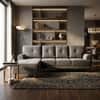 Riga 5 Seater Velvet Fabric Right Hand Side Lounger in Dark Grey
