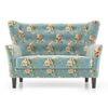 Frida 2 Seater Fabric Loveseat In Dusty Teal Floral Colour