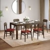 Atlas Solid Wood 6 Seater Dining Table With 6  Lunar Dining Chairs (Finish : Danish Walnut, Chair Colour : Dark Coral)