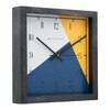 Blue, White and Yellow Color-Block Dial  Wood Wall Clock