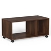 BLUEWUD Taury Engineered Wood Coffee Center Sofa Tea/Teapoy Console Table with Wheels or Casters for Sofa Set Living Room Home Hall Furniture (Brown Maple)