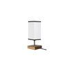 Eulalie white & black cotton table lamp with Square Natural Wood Base
