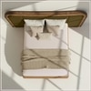 Elowen Softline Queen Size Bed in velvet With Oak wood Frame & Hydraulic Storage