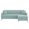 Convil Velvet L Shape 4 Seater Sofa in  Tourquise Color