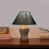 Devansh Conical Turquoise Jute Shade Lamp With Wood & Mosaic Glass Base For Decoration/Office/Home/Gifting/Study For Decoration/Office/Home/Gifting/Study -(10X10X14.5) Inches -A