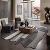 Handmade Wool Silk Shaped Rug Modern Abstract Grey 4 x 6 Feet Carpet