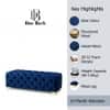 Doe Buck Velvet Tufted Bench in Blue Colour with Gold Base