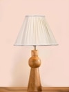 Devansh Off-White Cotton Vintage  Lamp With Wood Base (12X19.25)