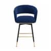 Doe Buck Mixoy Velvet Bar Stool in Emerald Blue Colour with Gold Accents