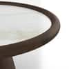 Lazo Solid Wood And Aravali Marble Circular Coffee Table In Dark Chestnut Finish