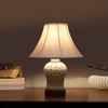 Devansh Off-White Cotton Shade Lamp With Wood & Mosaic Glass Base For Decoration/Office/Home/Gifting/Study For Decoration/Office/Home/Gifting/Study