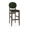 Pabi Solid Wood Bar Chair In Danish Walnut Finish with Olive Leatherette Colour
