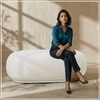 Eliteelegance Wood Ottoman With Upholstery Non Storage Sofa In White Colour