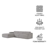 Sophisticated Wood Right Aligned 3-Seater With Upholstery Non Storage Sofa In Grey Colour