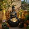 Black Fiber Glass Lotus Buddha Indoor Water Fountain