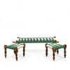 Hamilton Sheesham Wood Maachi Bench Set With 2 Stools In Green & White Rope Canning