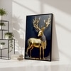 The Castle Decor Golden Deer Wall Painting Framed Artwork 20x30 Inch