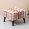 Hues Jacquard Wooden Stool in Multi Color Set of 2